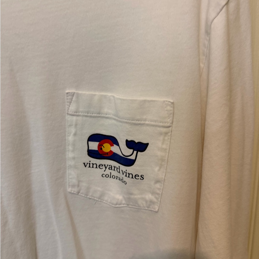 Vineyard Vines White Shirt with Colorado Whale Logo